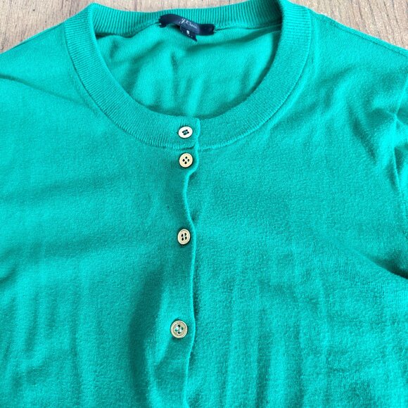 J CREW COTTON CARDIGAN TOP SWEATER GOLD BUTTONS S GREEN - Picture 2 of 8